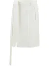 Ferragamo Wrap-front Cotton-blend Knee-length Skirt In White