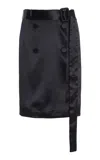 Ferragamo Wrap Satin Knee-length Skirt In Black