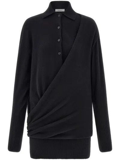 FERRAGAMO WRAP SHIRT KNITTED DRESS - WOMEN'S - VIRGIN WOOL/CASHMERE