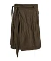Ferragamo Belted Waist Ruched Midi Skirt In Cement