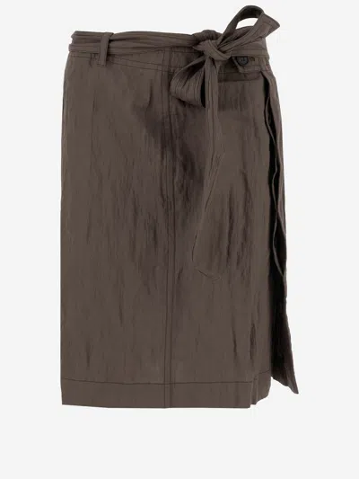 Ferragamo Wrap Skirt Made Of Cotton Blend In Cachi