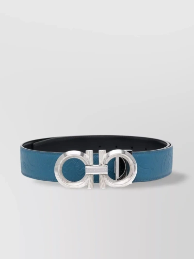 Ferragamo Wraparound Style Adjustable Leather Belt In Blue