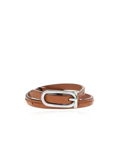 Ferragamo Wrap-around Leather Bracelet In Brown