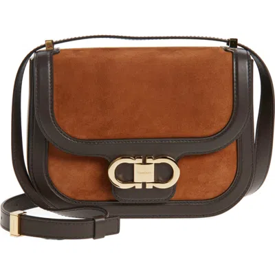 Ferragamo X-small Double Gancio Crossbody Bag In Brown