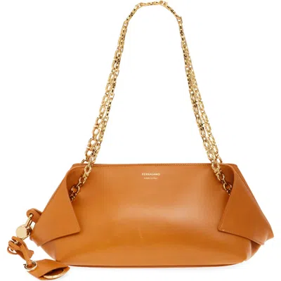 Ferragamo X-small Folded Leather Shoulder Bag In Yellow