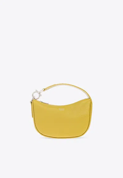 Ferragamo Xs Gancini Leather Hobo Bag In Yellow