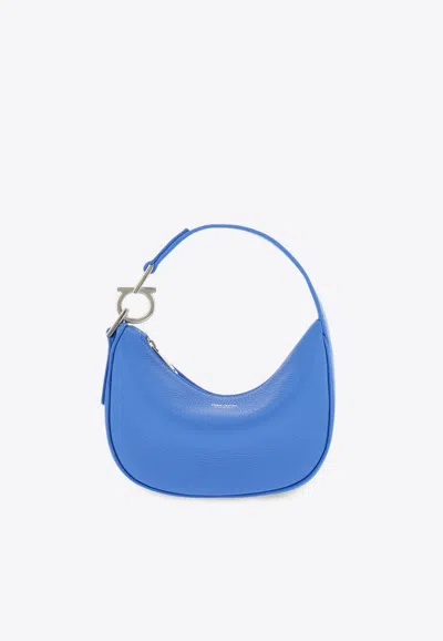 Ferragamo Xs Grained Leather Hobo Bag In Blue