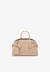 Ferragamo Bolso Top Handle S Beige Vivos Granate In Beige