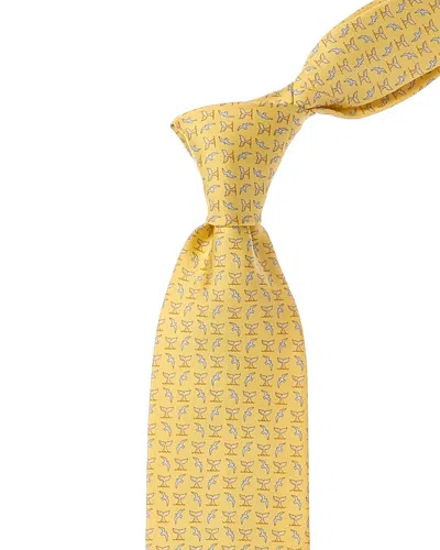 Ferragamo Yellow Birds & Tails Silk Tie