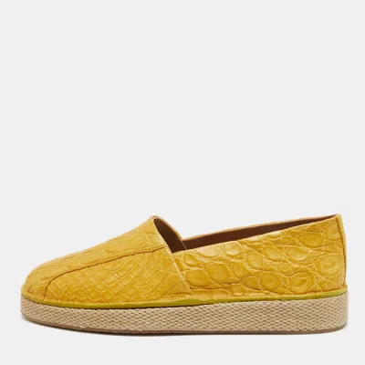 Pre-owned Ferragamo Yellow Crocodile Lampedusa Espadrilles Size 43