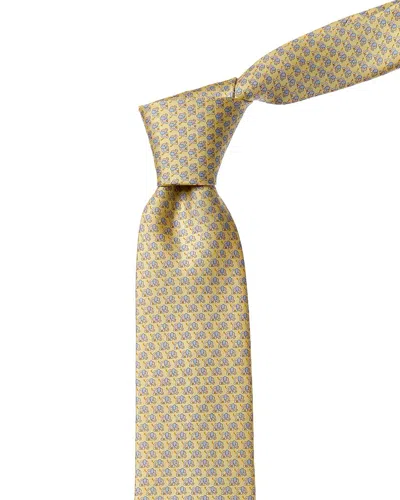 Ferragamo Yellow Elephant Gancini Silk Tie