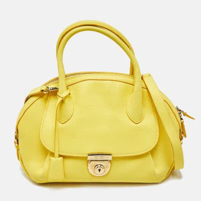 Pre-owned Ferragamo Yellow Leather Medium Fiamma Satchel