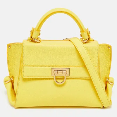 Pre-owned Ferragamo Yellow Leather Small Sofia Top Handle Bag