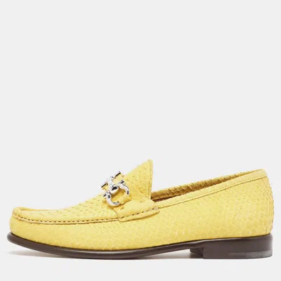 Pre-owned Ferragamo Yellow Python Mason Loafers Size 41