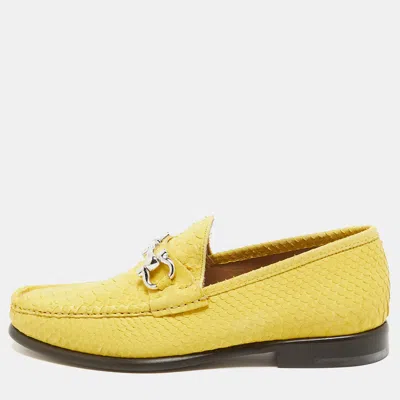 Pre-owned Ferragamo Yellow Python Mason Loafers Size 41.5