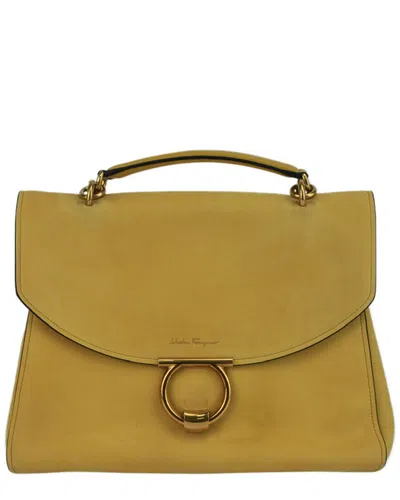 Ferragamo Yellow Suede Margot Handle Bag (authentic Pre-loved)