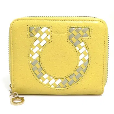 Pre-owned Ferragamo Yellow Yellow Leather Wallet (bi-fold) () In Multi