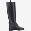Ferragamo Knee High Boot With Hug Buckle Detail In Black