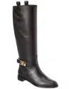 Ferragamo Knee High Boot With Hug Buckle Detail In Blue