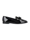 Ferragamo Glossy Patent Leather Low-heeled Pumps In Nero
