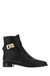 Ferragamo Zanira Leather Ankle Boots In Black