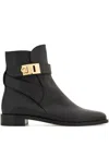 Ferragamo Zanira Leather Ankle Boots In Black