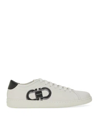 Ferragamo Double Gancini Brandy1 Sneakers In White
