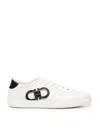 Ferragamo White Sneakers With Gancini Print On The Side And Contrasting Heel In Leather Man In White