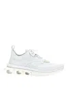 Ferragamo Mesh Pull Tab Round Toe Sneakers In White