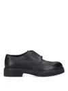 Ferragamo Logo Derby Shoes In Brown Leather Brogue In Black