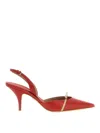 Ferragamo Pointed Toe Slingback Heels In Red