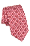 Ferragamo Zar Gancini Print Silk Tie In Rosso