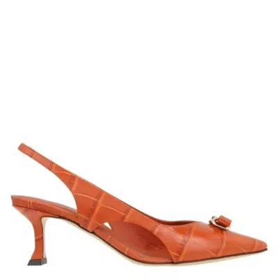 Ferragamo Zarula Mini Bow Slingback Pumps In Orange