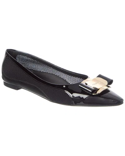 Ferragamo Zea Bow Leather Ballet Flat In Black