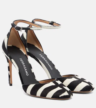 Ferragamo Zebra-print Stiletto-heel Pumps In Black
