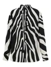 Ferragamo Zebra-print Long-sleeves Shirt In Black