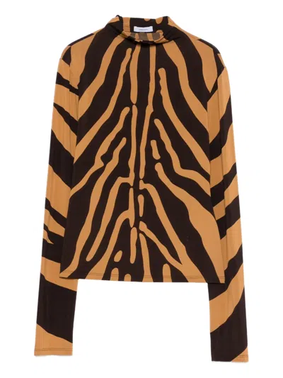 Ferragamo Zebra Print Top In Brown