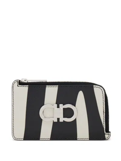 Ferragamo Zebra-print Cardholder With Zip In White