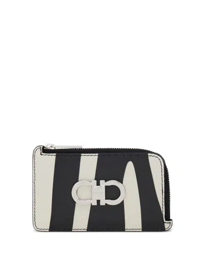 Ferragamo Zebra-print Cardholder With Zip In Multi