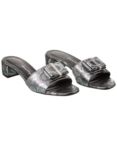 Ferragamo Zefir Suede Sandal (authentic ) In Silver