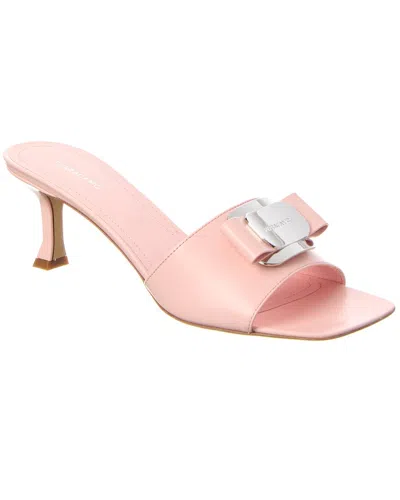 Ferragamo Zelie Leather Sandal In Neutral