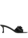 Ferragamo Zelie 55 Vara Plate Leather Sandals In ブラック