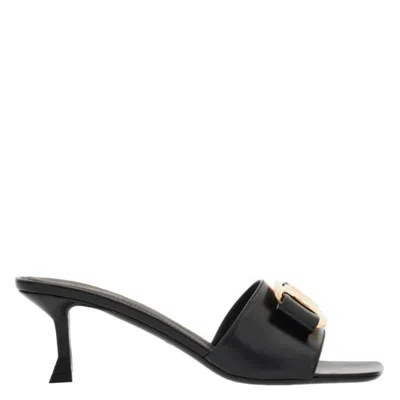 Ferragamo Sabot Zelie In Pelle Nera Donna In Black