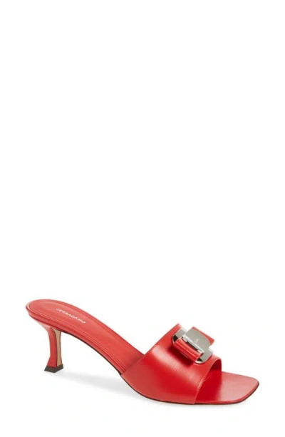 Ferragamo Zelie Slide Sandal In Flame Red