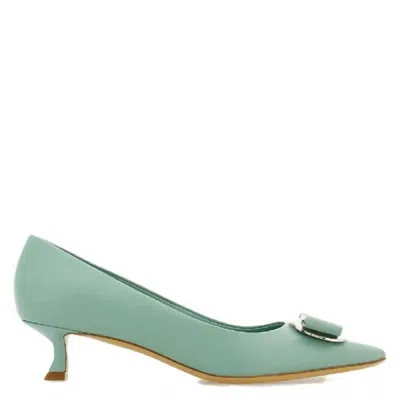 Ferragamo Zelma 40 Leather Pumps In Green