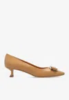 Ferragamo Zelma 40 Nappa Leather Pumps In Camel