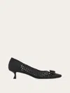 Ferragamo Zelma Woven Leather Buckle Pumps