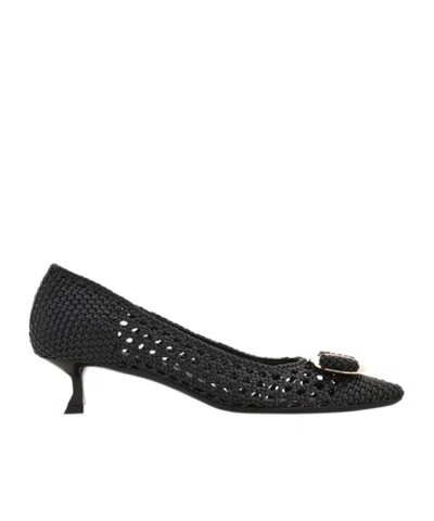 Ferragamo Zelma Braided High Heels In Black