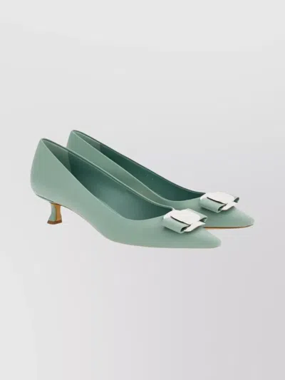 FERRAGAMO ZELMA POINTED TOE KITTEN HEEL PUMPS