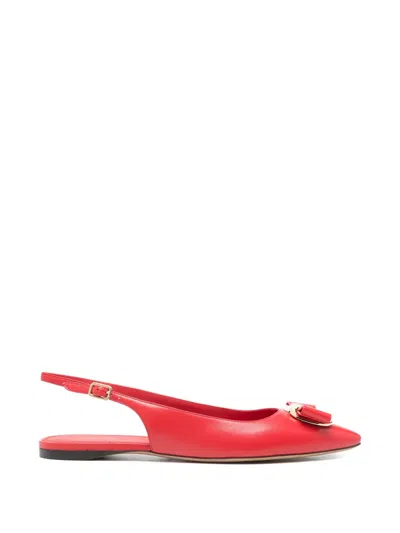 Ferragamo Zelmy Bow Ballet Flats In Red